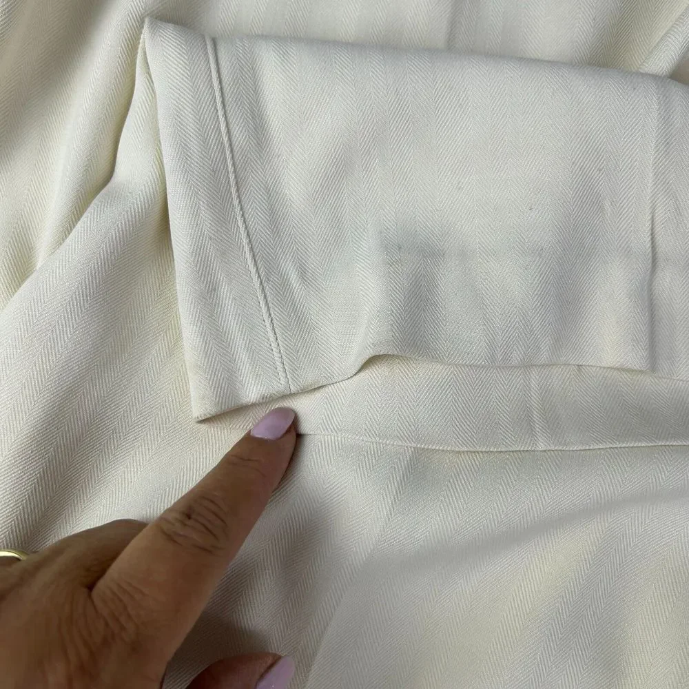 NWT Caribbean White Silk Pleated Front Relaxed Fit Casual Dress Pants‎ 36W 32L